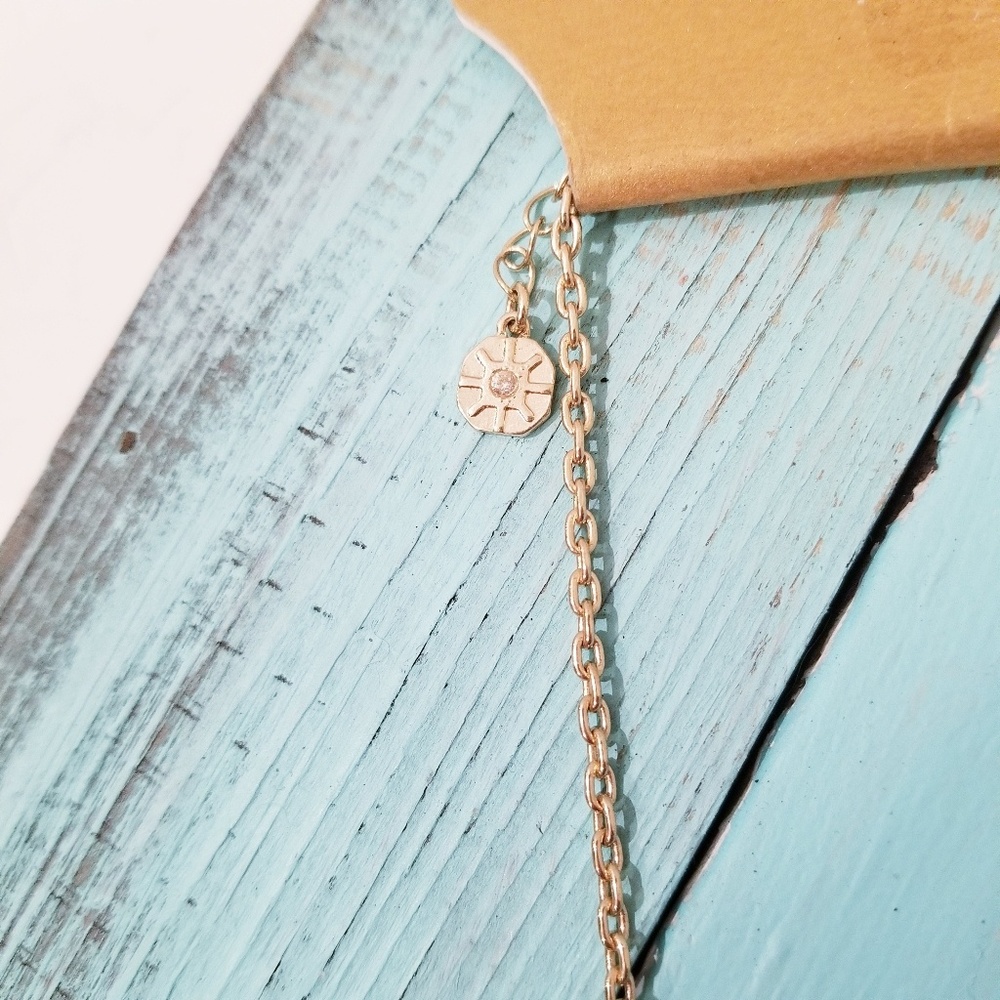 Monet Necklace Faux Turquoise and Gold - Picture 3 of 8